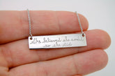 Customized Handwriting 14K Solid Gold Bar Necklace Signature Handwriting Jewelry Jewelry